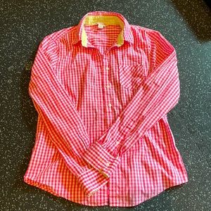 Brooks brothers hot pink checkered button up shirt